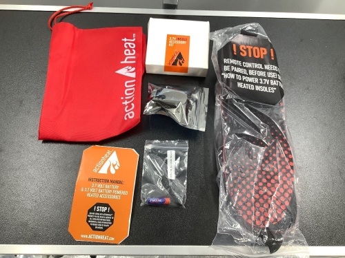 Action Heat 3.7 Volt Rechargeable Heated Insoles, Powers On, Ecommerce Return - Lot 265