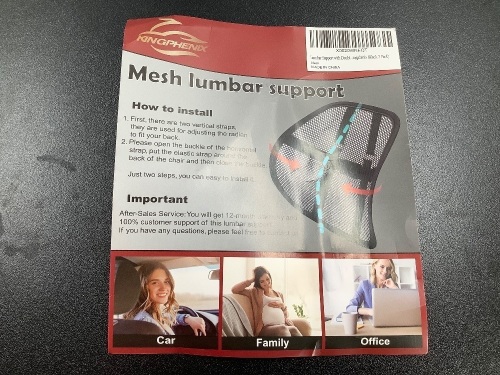Mesh Lumbar Support, Appears New - Lot 303