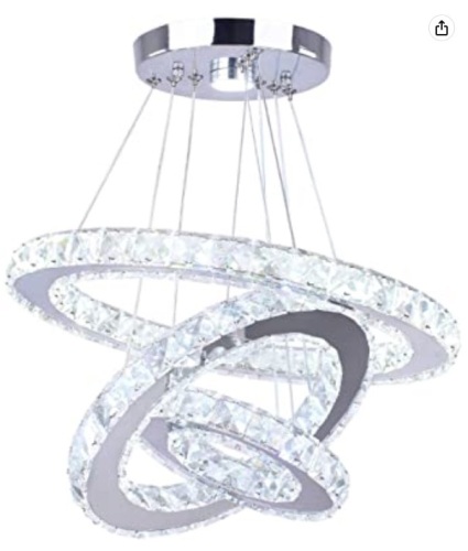 Modern Crystal LED Chandelier Light Fixture, Appears New - Lot 314