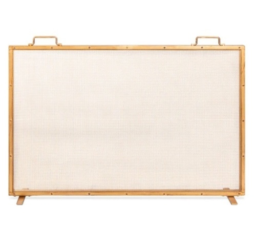 Single Panel Handcrafted Steel Mesh Fireplace Screen with Handles, Appears New - Lot 336