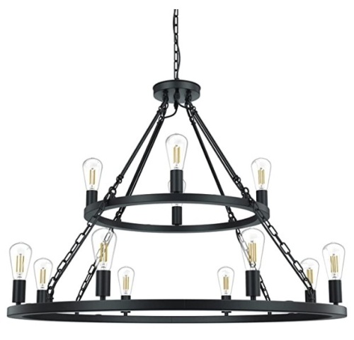 Vonfame Round Large Wagon Wheel Chandelier, Appears New - Lot 168