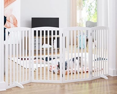 Wooden Freestanding Foldable Pet Gate for Dogs, 4 Panels, Appears New - Lot 178