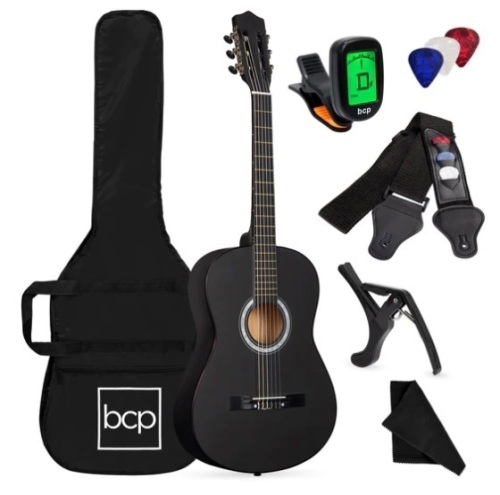Beginner Acoustic Guitar Set w/ Case, Strap, Digital Tuner, Strings - 38in, Appears New - Lot 338