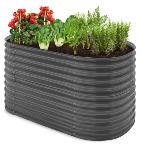 Raised Oval Garden Bed, Customizable Elevated Outdoor Metal Planter - 63in, Appears New - Lot 182