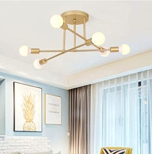 Industrial Chandelier Semi Flush Mount Ceiling Pendant Light, Appears New - Lot 353