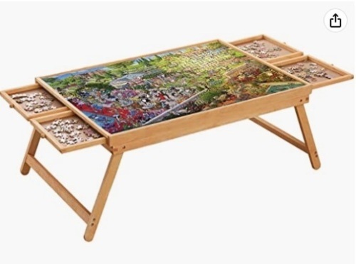 1500 Piece Puzzle Board with Folding Legs and 4 Drawers, Appears New - Lot 368