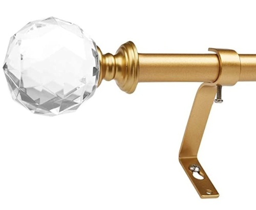 Coquilles 3/4 Inch Diameter Adjustable Curtain Metal Rod with Round Clear Acrylic Ball, Appears New - Lot 371