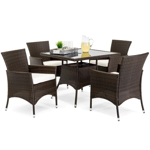 5-Piece Wicker Patio Dining Table Set w/ 4 Chairs - Lot 4