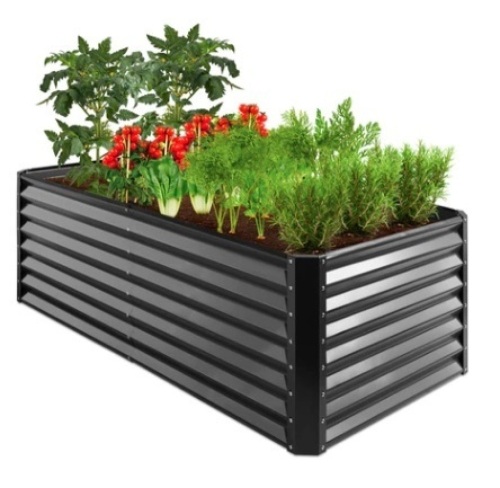 Outdoor Metal Raised Garden Bed, 6x3x2ft, Gray - Lot 338