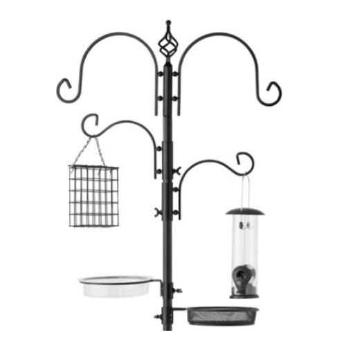 4-Hook Bird Feeding Station, 91in, Black - Lot 373
