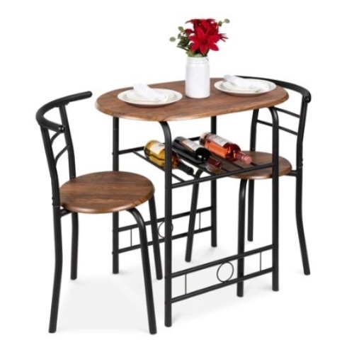 3-Piece Wooden Table & Chairs Dining Set, Black/Brown - Lot 383