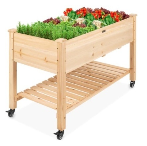 Mobile Raised Garden Bed Elevated Wood Planter, Natural - Lot 389