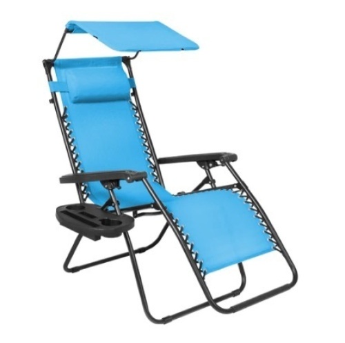 Folding Zero Gravity Recliner Patio Lounge Chair, Light Blue - Lot 392