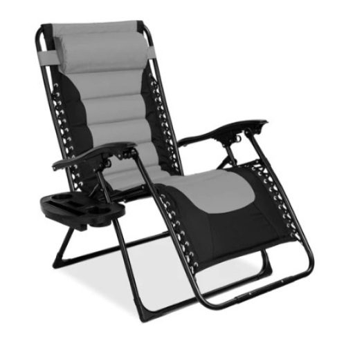 Oversized Padded Zero Gravity Chair, Black/Gray - Lot 329