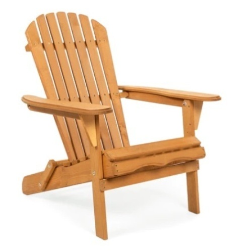 Folding Wooden Adirondack Chair Accent Furniture w/ Natural Finish, Brown, Appears New - Lot 327