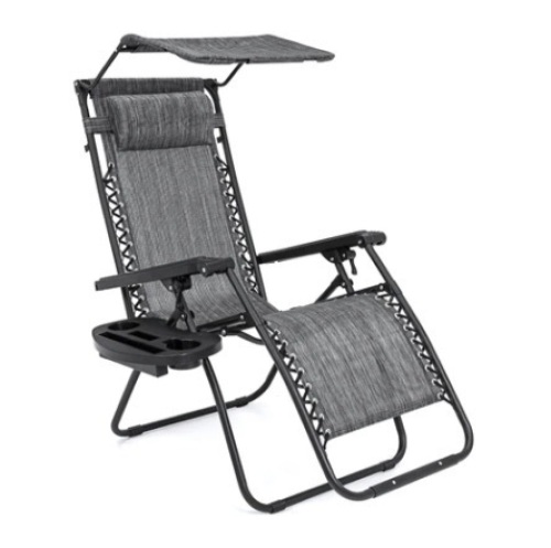 Folding Zero Gravity Recliner Patio Lounge Chair, Gray - Lot 334