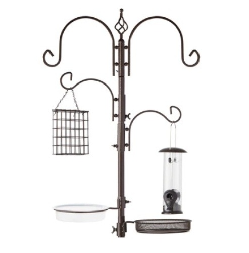 4-Hook Bird Feeding Station, 91in, Bronze - Lot 301
