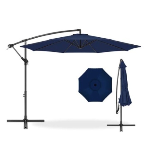 Offset Hanging Patio Umbrella, 10ft, Navy Blue - Lot 695