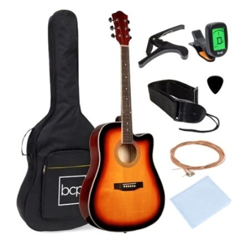Full Size Beginner Acoustic Guitar Set, 41in, Sunburst  - Lot 691