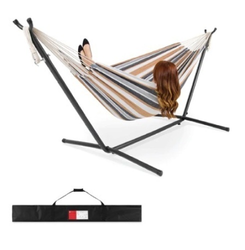 2-Person Brazilian-Style Double Hammock, Desert Stripes - Lot 696