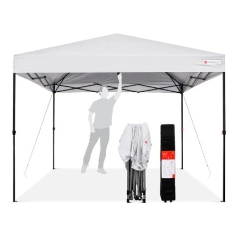 One-Person Setup Instant Pop Up Canopy, 10x10ft, White - Lot 686
