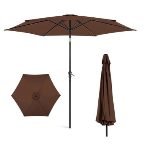 Outdoor Steel Market Patio Umbrella, 10ft, Brown - Lot 681