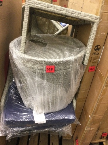 Outdoor Wicker Bistro Set w/ Side Storage Table, No Assembly - Lot 518