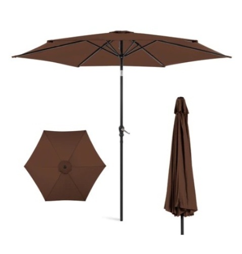 Outdoor Steel Market Patio Umbrella, 10ft, Brown - Lot 679
