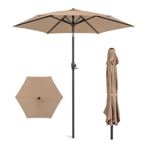 Outdoor Market Patio Umbrella, 7.5ft, Tan - Lot 680