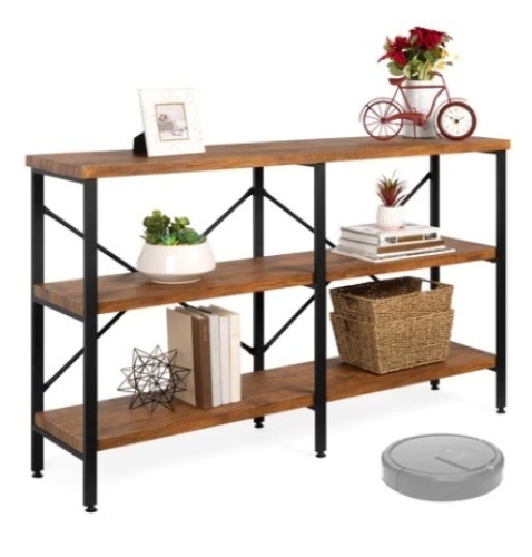 3-Tier Industrial Hallway Console Table, 55in, Brown - Lot 674