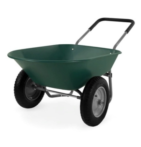 Dual-Wheel Wheelbarrow Garden Cart, Green - Lot 660