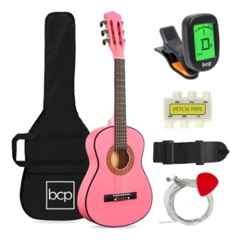 Kids Acoustic Guitar Beginner Starter Kit, 30in, Pink - Lot 648