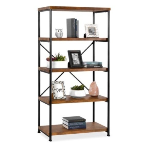 5-Tier Industrial Bookshelf, Brown - Lot 641