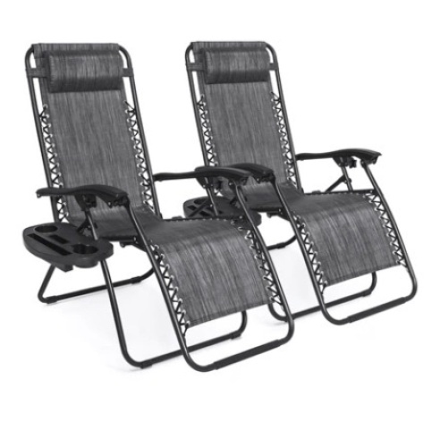 Set of 2 Adjustable Zero Gravity Patio Chair, Gray - Lot 636