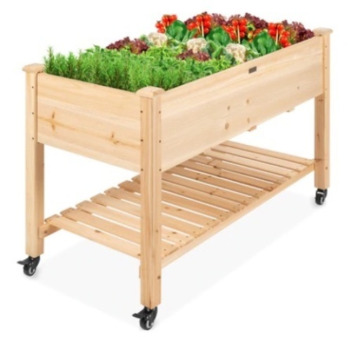 Mobile Raised Garden Bed, Natural - Lot 623