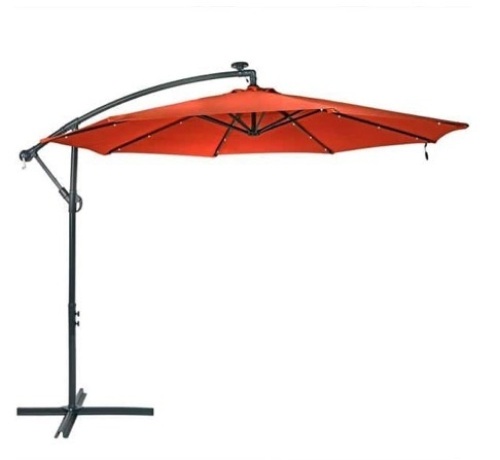 10 ft. Steel Cantilever Solar Patio Umbrella, Burnt Orange - Lot 629