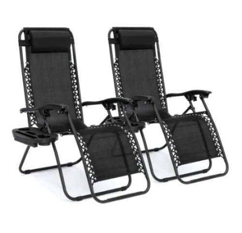 Set of 2 Adjustable Zero Gravity Patio Chair, Black - Lot 624