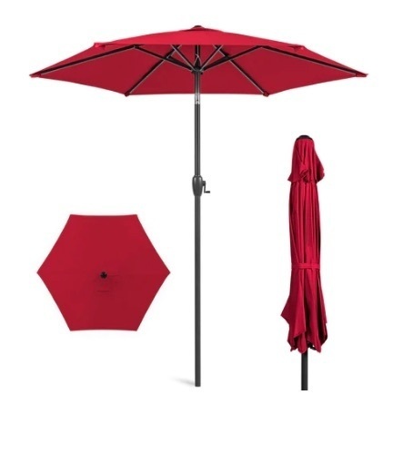 Outdoor Market Patio Umbrella, 7.5ft, Red - Lot 608