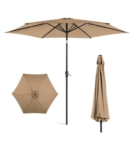 Outdoor Steel Market Patio Umbrella, 10ft, Tan - Lot 609