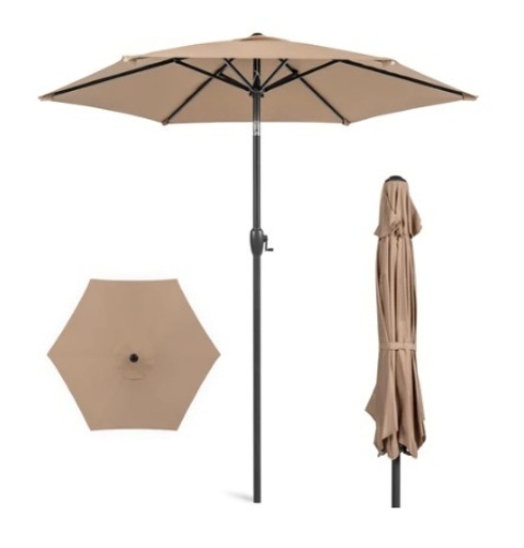 Outdoor Market Patio Umbrella, 7.5ft, Tan - Lot 607