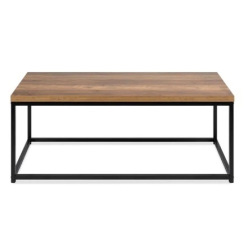 44in Modern Industrial Rectangular Wood Grain Coffee Table w/ Metal Frame, Brown - Lot 589