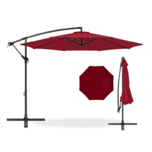 Offset Hanging Patio Umbrella, 10ft, Burgundy  - Lot 706