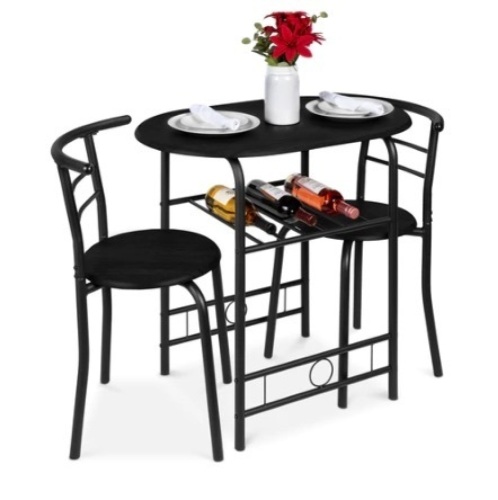 3-Piece Wooden Dining Set, Black - Lot 708