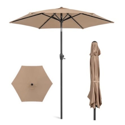 Outdoor Market Patio Umbrella, 7.5ft, Tan - Lot 724