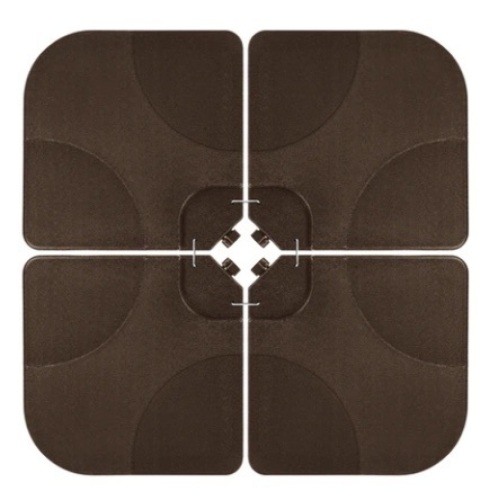 4-Piece Cantilever Offset Patio Umbrella Stand Square Base Plate Set, Brown - Lot 728