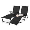 Set of 2 Outdoor Patio Chaise Recliner Lounge Chairs, Black - Lot 734