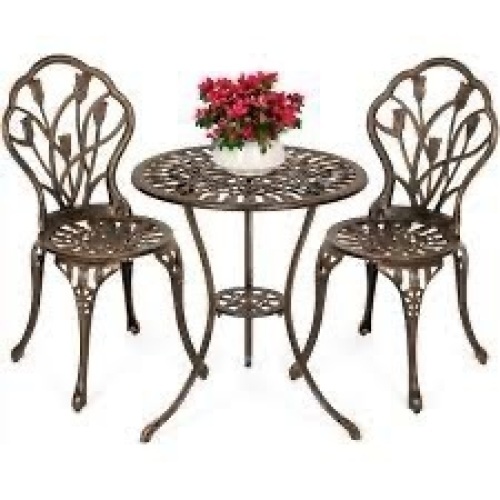 3-Piece Cast Aluminum Patio Bistro Furniture Set - Lot 962