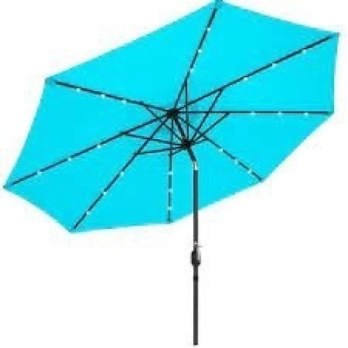 Solar LED Lighted Patio Umbrella w/ Tilt Adjustment, UV-Resistance - 10ft - Lot 1522