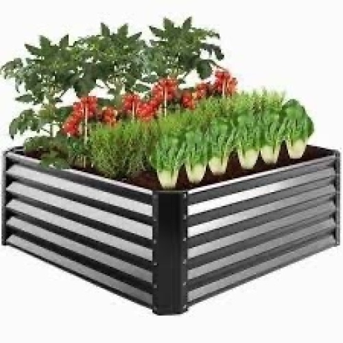 Outdoor Metal Raised Garden Bed for Vegetables, Flowers, Herbs - 4x4x1.5ft - Lot 1550