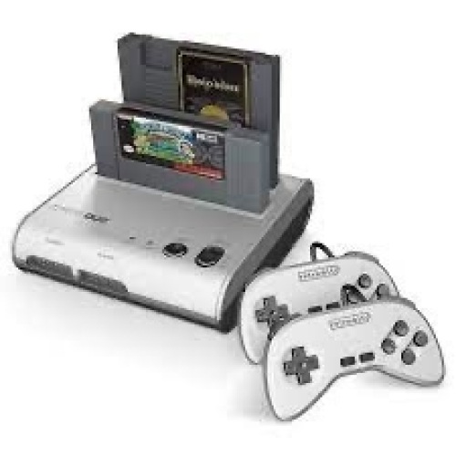 Retro-Bit Retro Duo 2 in 1 Console System - for Original NES/SNES, & Super Nintendo Games - Silver/Black - Lot 1553